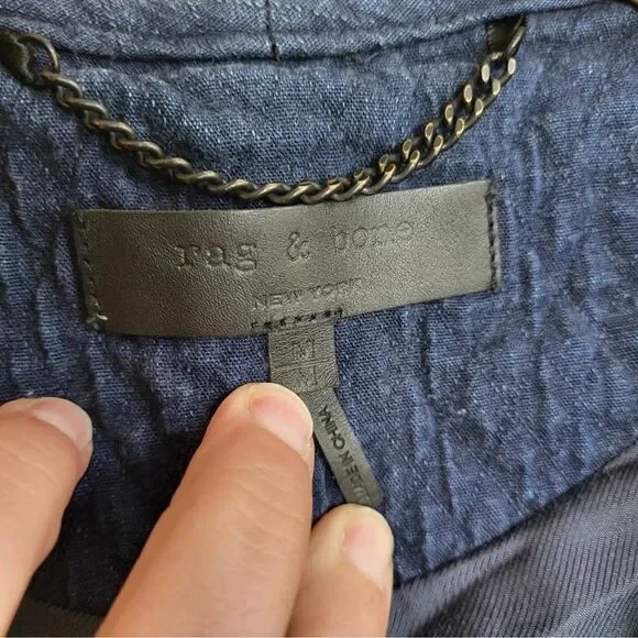 Rag & Bone Quilted Self Tie Liner Coat - /Navy Size S Jackets & Coats